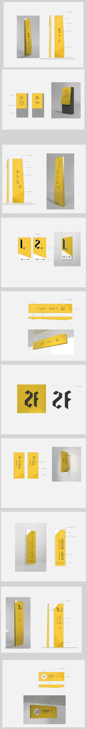 全套学校停车场黄色导视系统设计导视牌