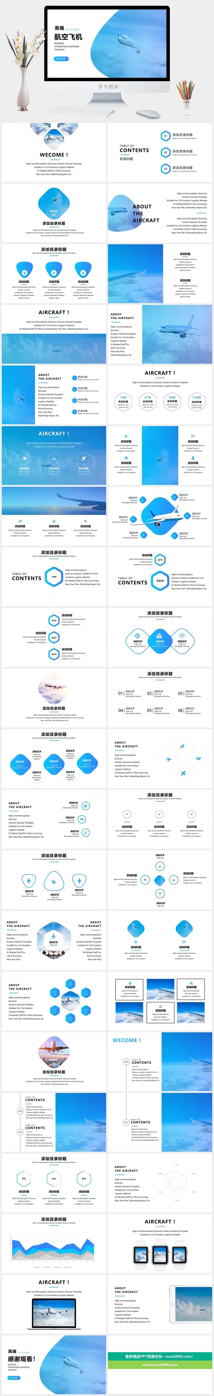 高端创意航空飞机交通物流工作总结PPT