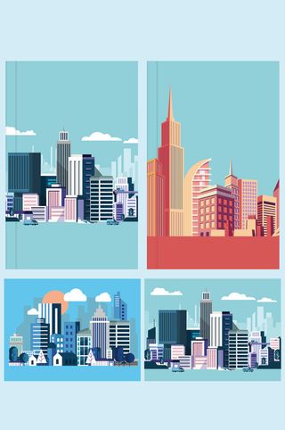 AI矢量建筑插画