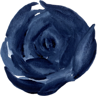 海军蓝金线水彩花卉素材