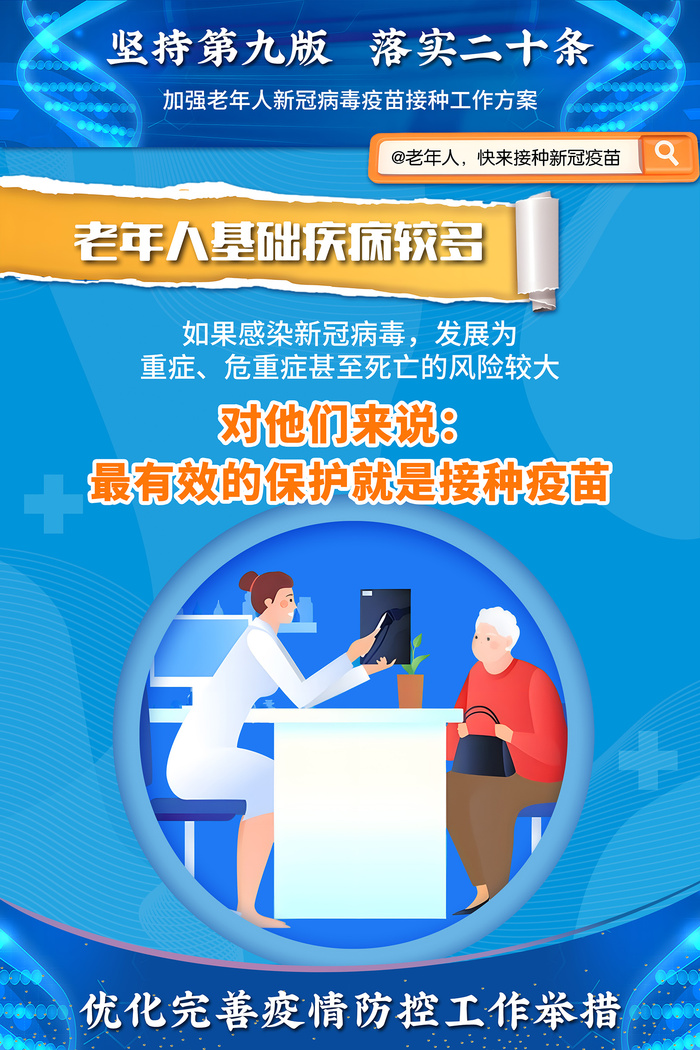 加强60岁以上老年人疫苗接种海报psd模版下载