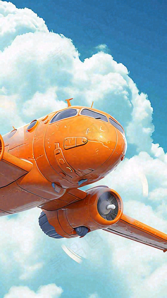 卡通少年男孩飞行飞机玩耍，可爱儿童节，天空白云