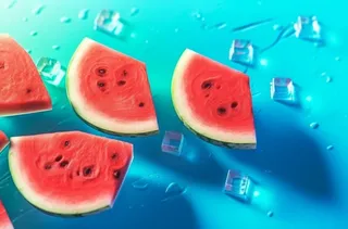 西瓜蓝色背景