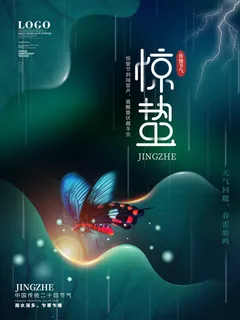 24二十四节气中国风创意惊蛰节日宣传海报模板PSD设计素材