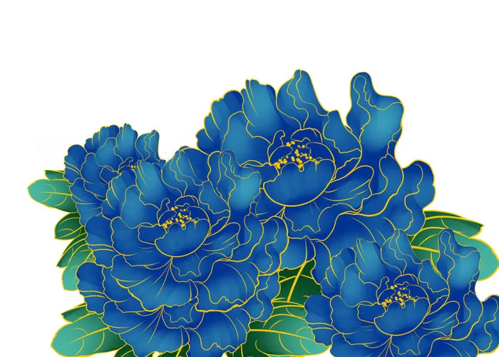 手绘国潮中国风古典牡丹花国花花卉装饰图案PSD设计素材
