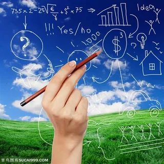 自然蓝天草原涂鸦高清图片素材