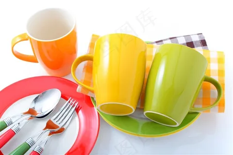 时尚彩色餐具高清图片