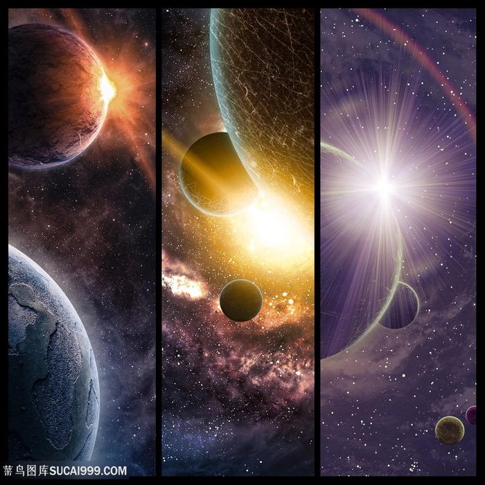 太阳照射下的太阳系行星组图