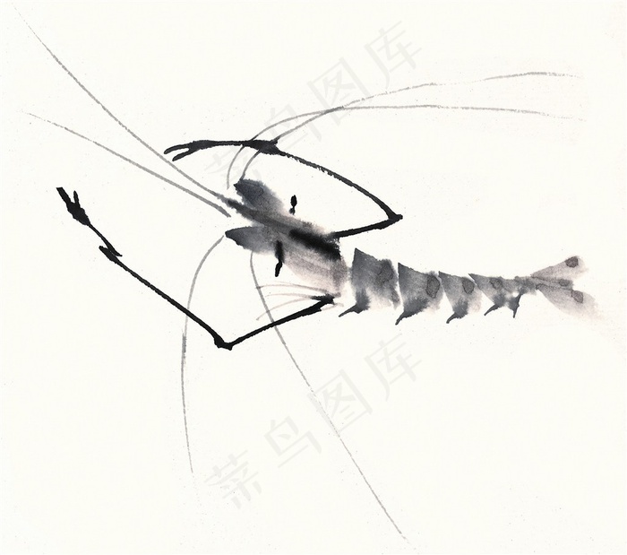 国画鱼虾蟹龟中国画美图素材