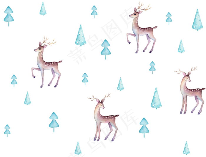 水彩插画-小鹿