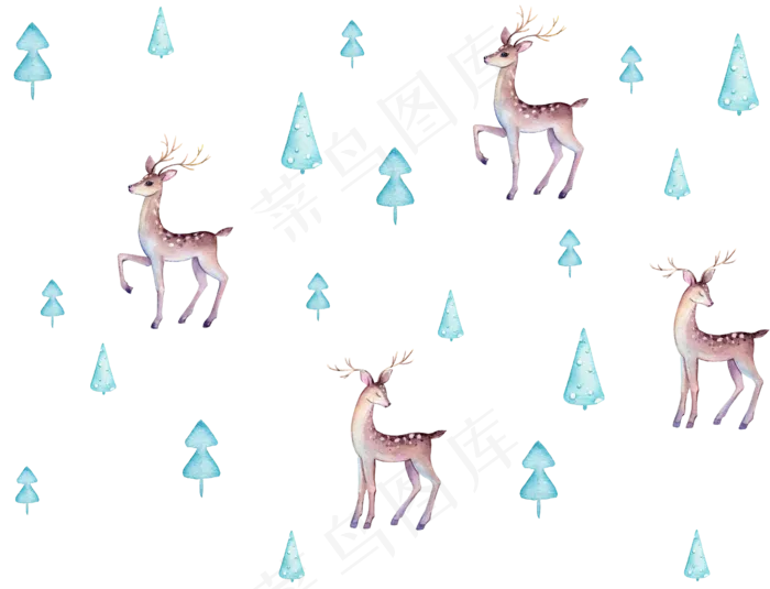 水彩插画-小鹿