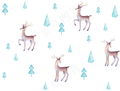 水彩插画-小鹿
