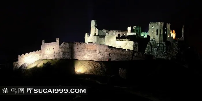 古建筑城堡夜景素材图片