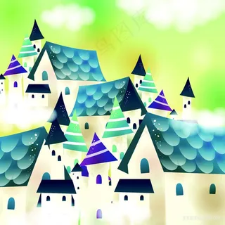 水彩房子艺术插画