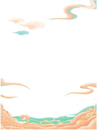 中国风国潮祥云插画手绘云彩图案海报云层装饰背景PSD设计素材