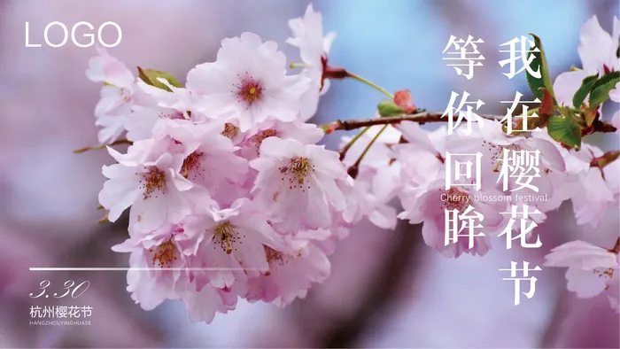 樱花节粉红色节日海报企业ai矢量模版下载