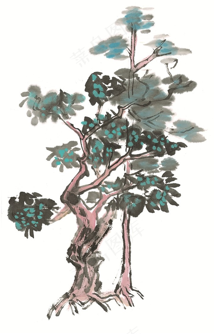 树木国画jpg素材