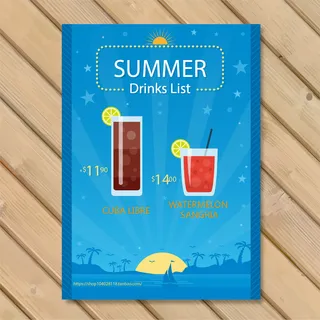 夏季夏日冷饮价格单矢量ai素材