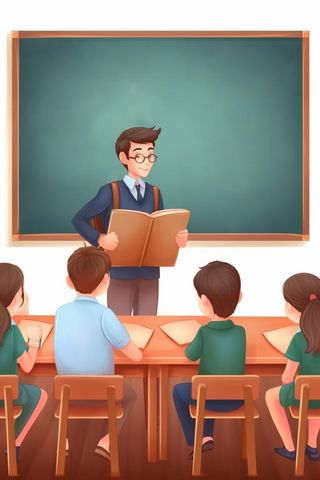 上课老师学生扁平插画背景