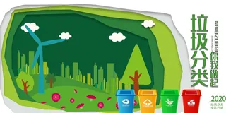 垃圾分类创建文明卫生城市环保宣传海报PSD模板