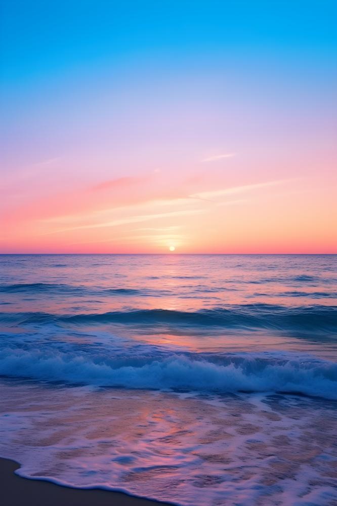 海边沙滩渐变浪漫落日背景(2400x3600)