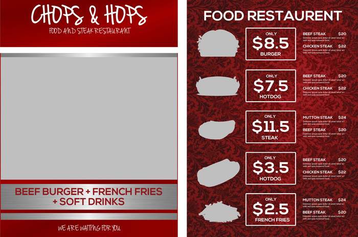 设计英文食物菜单素材