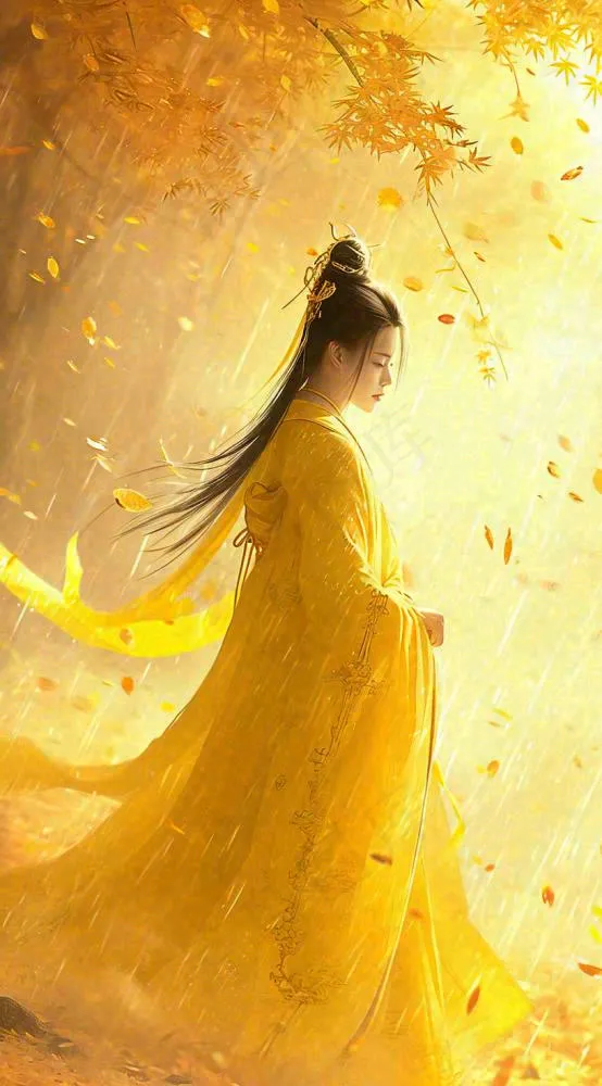 中国风古风美人秋天秋叶温馨(816x1472)