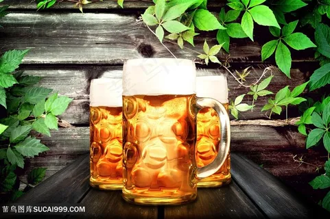 三杯晶莹剔透的啤酒图片