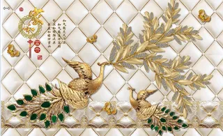 雕塑钻石凤凰花卉背景墙