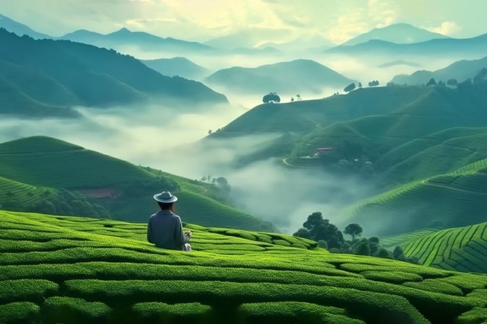 茶园自然风光山川背景(1344x896)