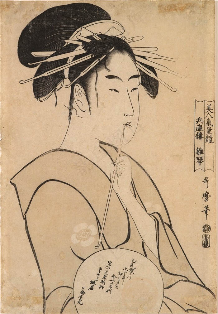 喜多川歌麿人物国画素材