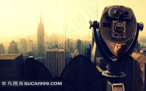 超大尺寸-美国纽约瞭望台望远镜高清壁纸素材