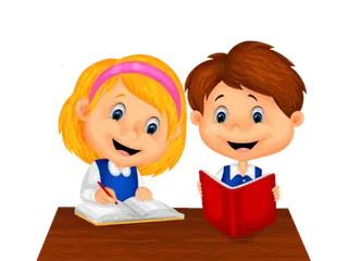 男孩女孩读书卡通简笔少儿兴趣班