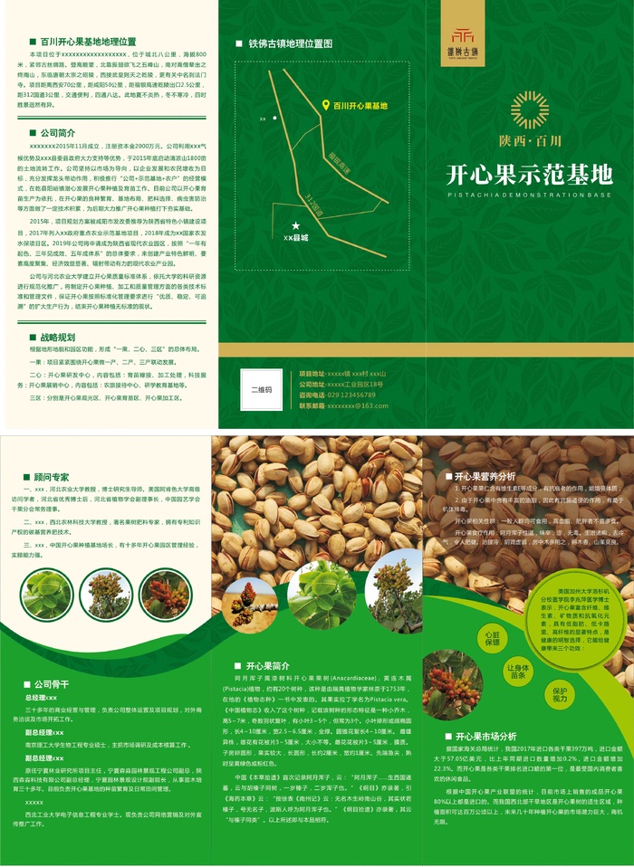 绿色健康开心果坚果三折页海报cdr矢量模版下载