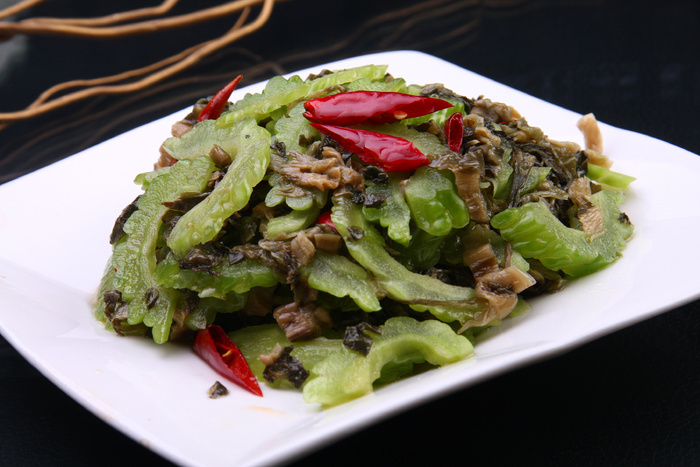 腌菜炒苦瓜 (2)