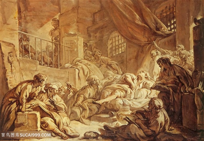 弗朗索瓦·布歇法国-洛可可风格手绘室内美女