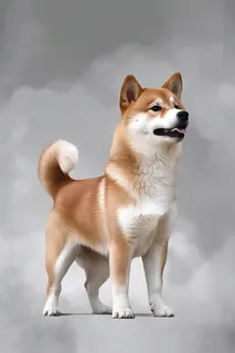 一只可爱的柴犬宠物狗灰色背景 一只可爱的柴犬宠物狗灰色背景