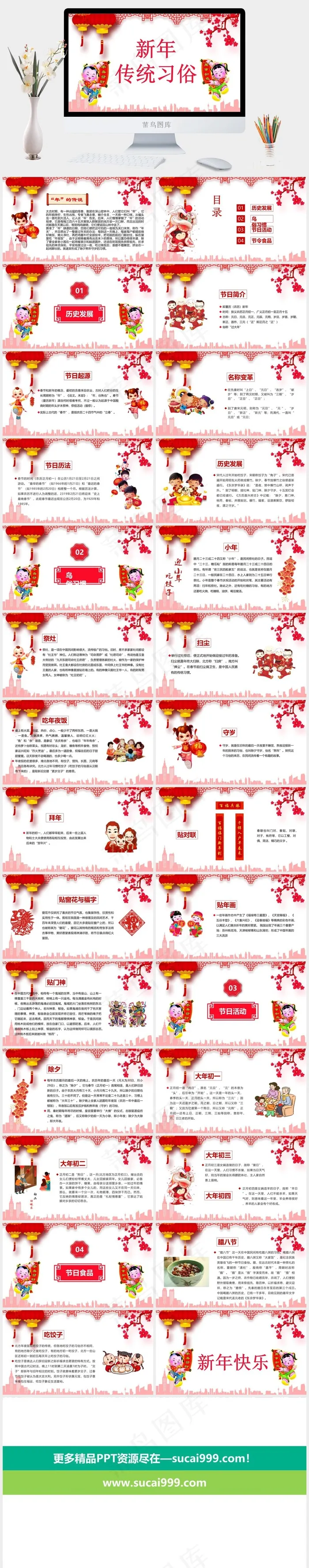 新年
白色卡通风中国风营销PPT模板