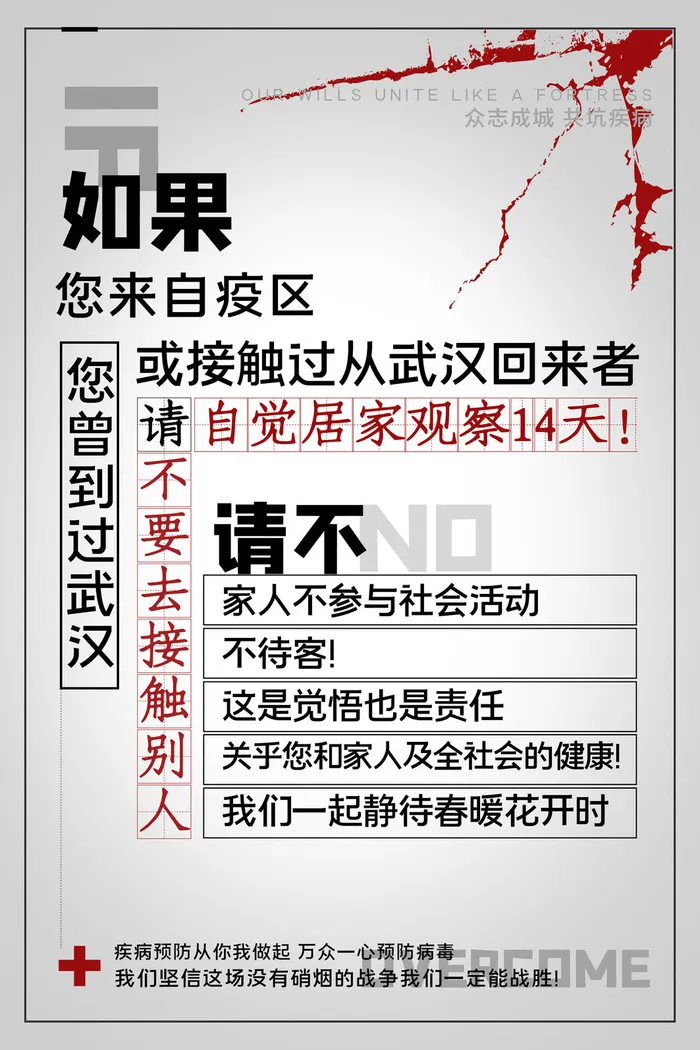 武汉防疫海报之四六psd模版下载