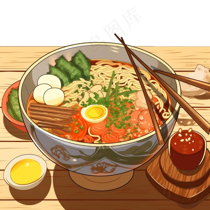 面条泡面美食插画免抠(1024x1024)