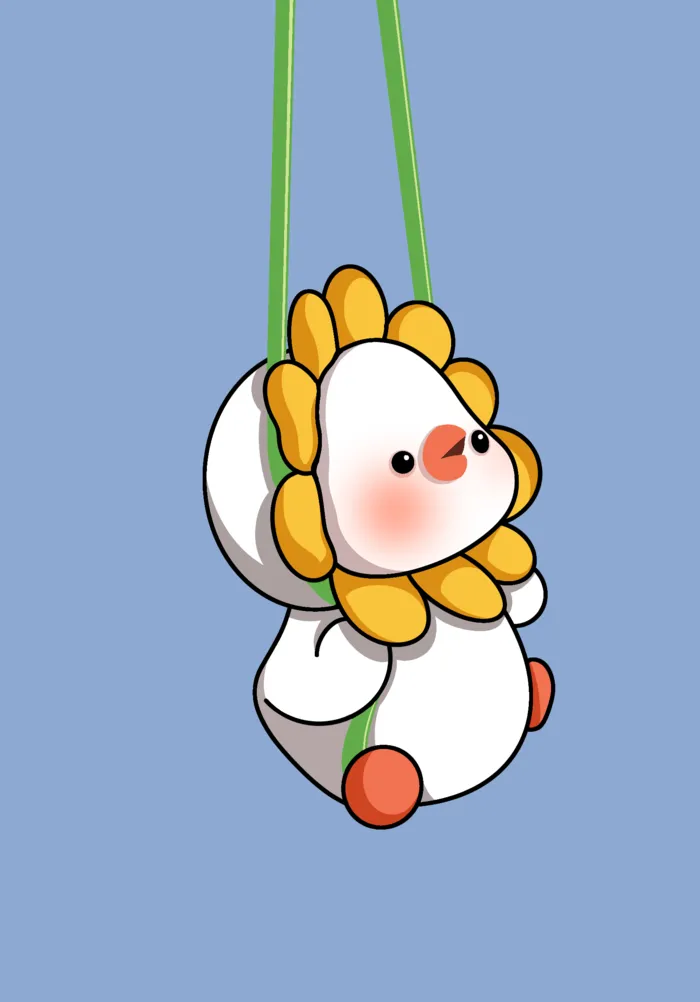 蓝色荡秋千的小鸡壁纸