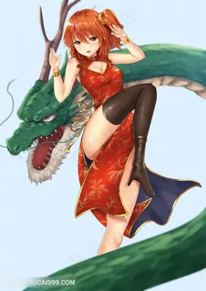 日本少女与青龙动漫图片 日本少女与青龙动漫图片