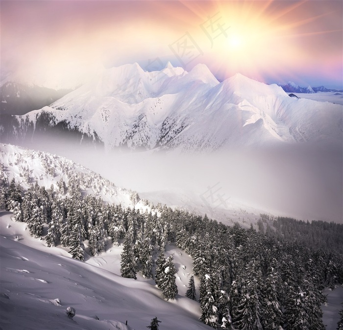 唯美雪山景色高清素材下载