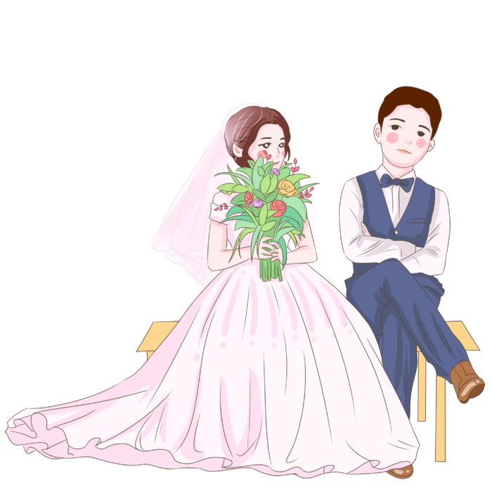 婚纱卡通人物婚礼白纱结婚婚纱摄影手绘