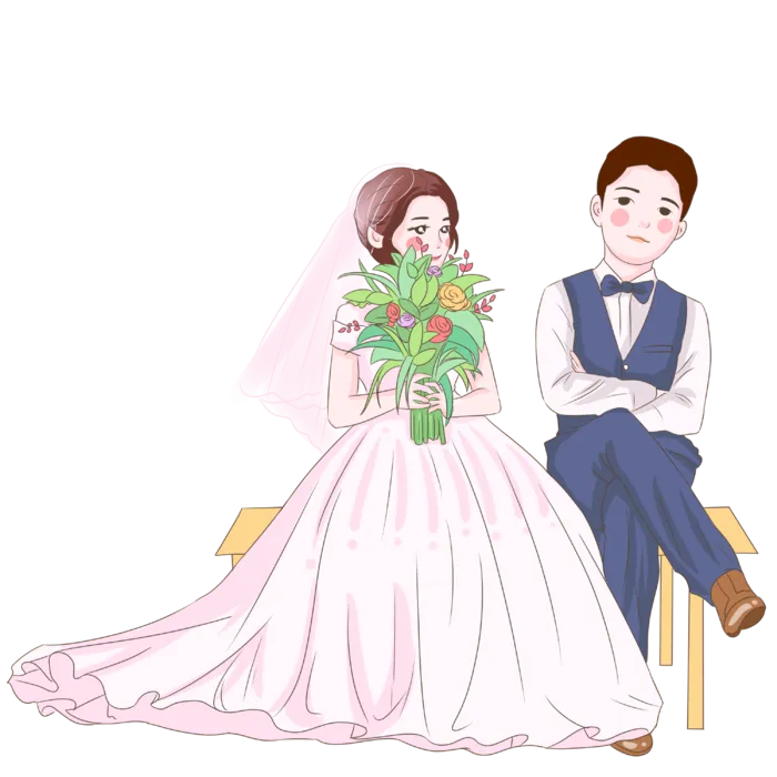 婚纱卡通人物婚礼白纱结婚婚纱摄影手绘