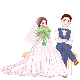婚纱卡通人物婚礼白纱结婚婚纱摄影手绘