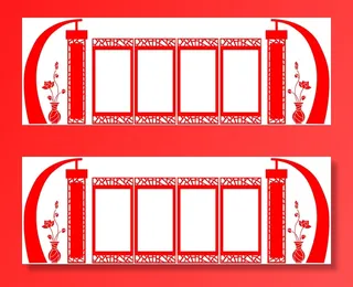 红色四制度镂空造型墙背景