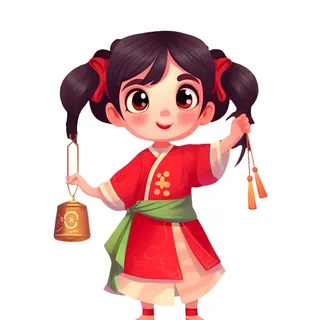 喜庆人物提灯笼红色新年春节祈福免抠