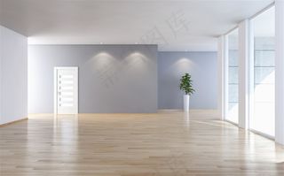 空旷房间内的绿色植物摄影高清图片