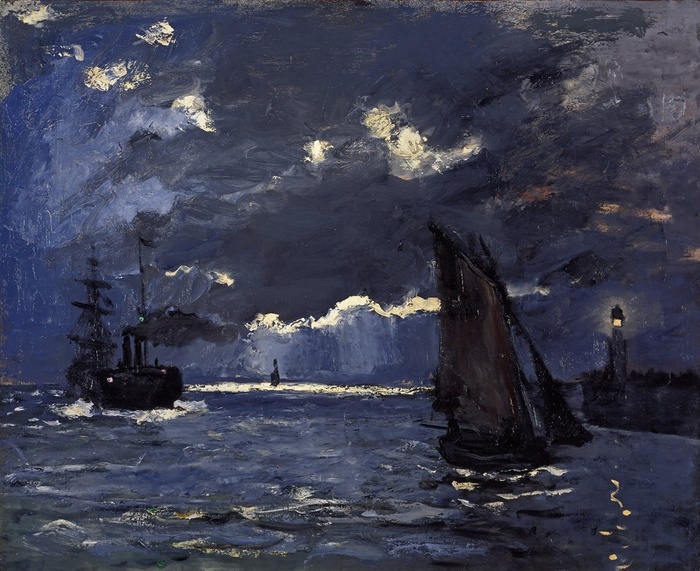 克劳德·莫奈海洋船只风景画素材